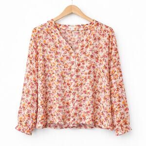 J Crew Factory Top Womens Plus Size 3X Multicolor Ditsy Floral Print Lightweight